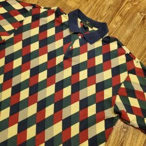 Vintage Lyle & Scott Polo‎ Shirt Men Large Diamond Argyle Golf USA Made